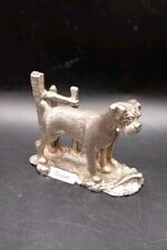 Fabulous Vintage White Metal Boxer Dog Sculpture Standing By A Gate Stamped picture
