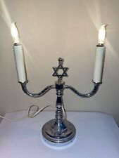 Vintage MCM Star of David Silver Color Candle Holder Style Lamp picture