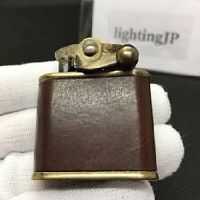 Colibri Genuine Leather Wrapped Brown Antique Gold Oil Lighter Made In Japan picture