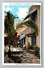 Coral Gables FL-Florida, Glimpse Of Spanish Villa Vintage Souvenir Postcard picture