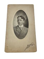 Antique Cabinet Card Portrait of Teenage Boy in a Suit Clinton Illinois 5x8 picture