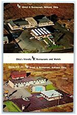 c1950's LK Motel & Restaurant Willard Ohio OH Pool Cars Dual View Postcard picture