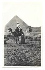 Vintage 1930 Photo of Tourist Riding Camel at Pyramids of Giza & Sphinx Egypt 🐫 picture