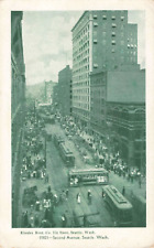 Seattle WA Washington, Second Ave Street View, Trolleys People, Vintage Postcard picture