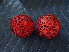 ECKARTINA Metal Filigree Christmas Ornaments W Germany- 2- RARE color Red picture