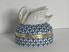 Vintage Goebel Music Box Swan on Blue Fish Scale Design Lidded Box – Swan Lake picture