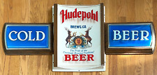 Vintage Hudepohl Beer Tavern Bar Sign Man Cave 39x17x3 HTF Non-Light Faux Wood picture