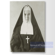 Early 1900's Gothic Nun with Crucifix , Religious Vintage Photo Print picture