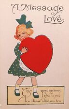 1912 Valentines Day Greetings Postcard ~ A Message Of Love ~ #-4226 picture