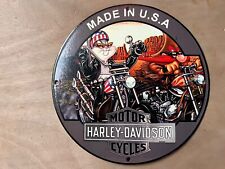 HARLEY DAVIDSON MOTORCYCLE OIL&GAS RARE UNIQUE PORCELAIN ENAMEL BUGGS BUNNY SIGN picture