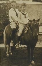 Vintage 1890s Preppy Boys Brothers on Young Miniature Horse Pony Cabinet Card picture