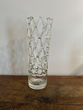 Vintage Italian Lattice Cut Glass Tall Vase  picture