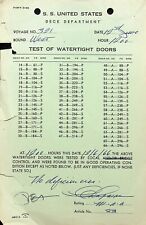 1966 USS United States Test of  Watertight Door Certificate - E11-A picture