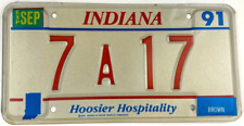 Indiana 1991 Auto License Plate Hoosier Hospitality Brown Co Collectors Decor picture