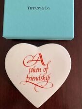 Vtg Tiffany & Co Porcelain Red & White Heart Trinket Box A Token Of Friendship picture
