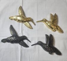 Vtg Homco Hummingbird birds Set of 4 Wall Decor Flying MCM Brass Color & Dark picture
