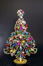 Vintage Czech Rhinestone  Christmas Tree Multicolor - Holiday Decor Preciosa picture