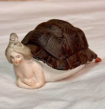 Antique Bisque German Naughty Nudie Novelty TUSHIE Lady Box w Turtle Shell  Lid picture