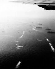 Ariel view of U.S. Invasion Fleet just off Okinawa 8x10 WWII WW2 Photo 629a picture
