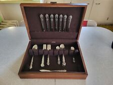 Vintage Cambridge Alyssa Stainless Flatware Silverware Set of 38 in Wood Chest picture