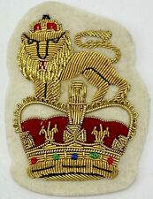Vintage British Canadian Officer Bullion Patch Badge Beret Lion Crown picture