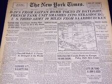 1944 NOV 24 NEW YORK TIMES U. S. THIRD ARMY 10 MILES FROM SAARBRUECKEN - NT 1794 picture