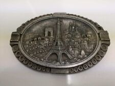 Vtg. Souvenir De Paris relief ovalesque metal ashtray. picture