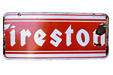 Vintage Firestone Tyre Tires Porcelain Enamel Sign Advertising Double Sided Old picture