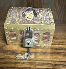 Diecast Vintage Pirate Treasure Chest Bank EJ Kahn Co - Working  Lock -Free Ship picture