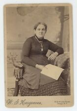 Antique Circa 1880s Cabinet Card Lovely Woman Holding Paper Hargraves Owego, NY picture