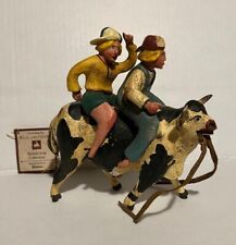 Bill Jauquet After School Adventure vintage figurine 2 children ride cow  Roman picture