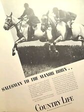 Country Life Magazine Horses Riders Jumpin Hedge Advertise Vintage Print Ad 1936 picture