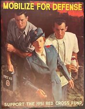 ANTIQUE NORMAN ROCKWELL  KOREAN WAR RED CROSS POSTER 1951  MOBILIZE FOR DEFENSE picture