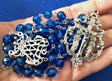 Marian Rosary Two Mary’s CZECH Glass Sapphire Crystal Handmade 8mm picture