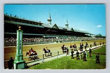 Louisville KY-Kentucky, Churchill Downs, Grandstand and Horses, Vintage Postcard picture