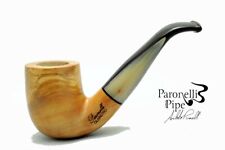 Brand new olive wood pipe PARONELLI bent handmade picture