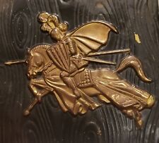 VTG Charging Medieval Knight on Horse Hammered Brass Wall Decor, Made in England picture