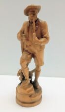 Vintage Anton Fischer Man & Dog Pipe Hand Carved Wood Figurine Austria Folk Art picture