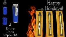 3x Lot Click-n-Hit| Gold- Portable Torch Flame Lighter w/Pouch- Windproof -USA picture