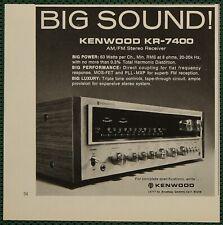 Kenwood KR-7400 63 Watt Big Sound Stereo Receiver Vintage Print Ad 1974 picture