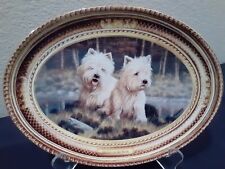 Franklin Mint WESTIES ON THE MOOR West Highland Terrier Westie Dog Oval Plate picture