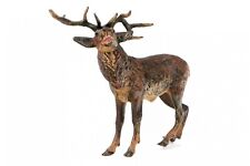 Antique Cold Painted Vienna Bronze Deer Elk Stag Antlers Lifelike picture