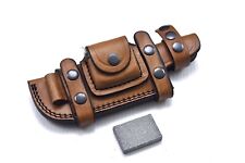 CFK IPAK Handmade HIGH QUALITY Horizontal Brown Leather Scout Knife Sheath Set picture