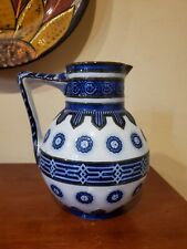 Antique Victorian Stoneware Jug, Ironstone Atkin Brothers Sheffield Blue&White picture