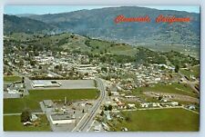 Cloverdale California CA Postcard Air View City Redwood Highway Buildings 1961 picture