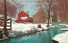 Portage Wisconsin WI WIS Red Barn Creek Snow Winter Scene Poscard picture