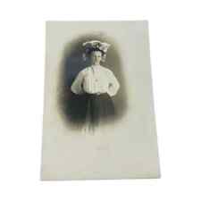 Postcard RPPC Young Woman Girl Large Hat Edwardian Clothing Fashion Vintage JA picture