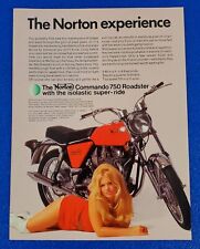 1970 NORTON COMMANDO 750 ROADSTER MOTORCYCLE ORIGINAL COLOR PRINT AD LOT ORANGE picture
