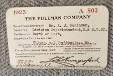 Pullman Company 1925 Pass Issued to:A.J. Worthman, C&NW picture
