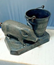 Vtg Pig / Hog paperweight Silver triple plated  Bucket J.W. Tufts Boston picture